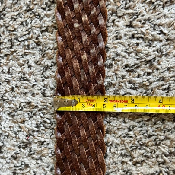 Michael Kors Signed Dark Brown Leather Woven Belt with Large Buckle - Picture 8 of 8